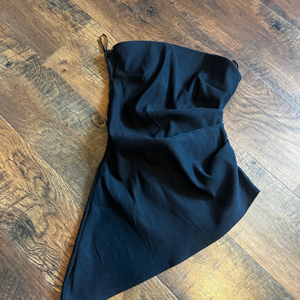 Black Zara Asymmetrical Strapless Top